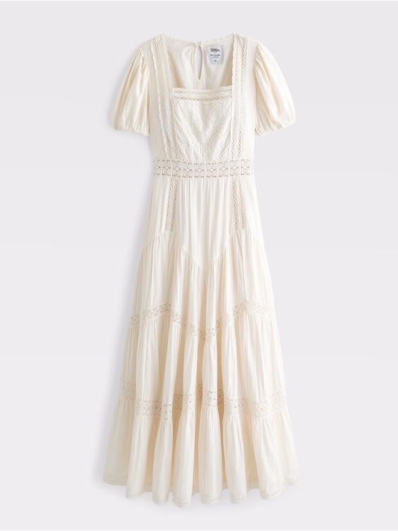 Kemo Sabe X Abercrombie & Fitch Puff Sleeve Lace-Pieced Maxi Dress Xs — image 8 of 8